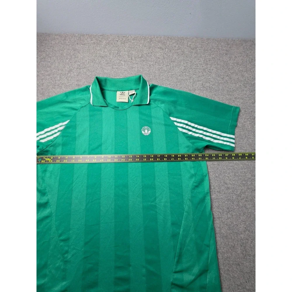Adidas x Oyster Holdings Polo Shirt Mens XL Green 3-Stripes Performance Collared